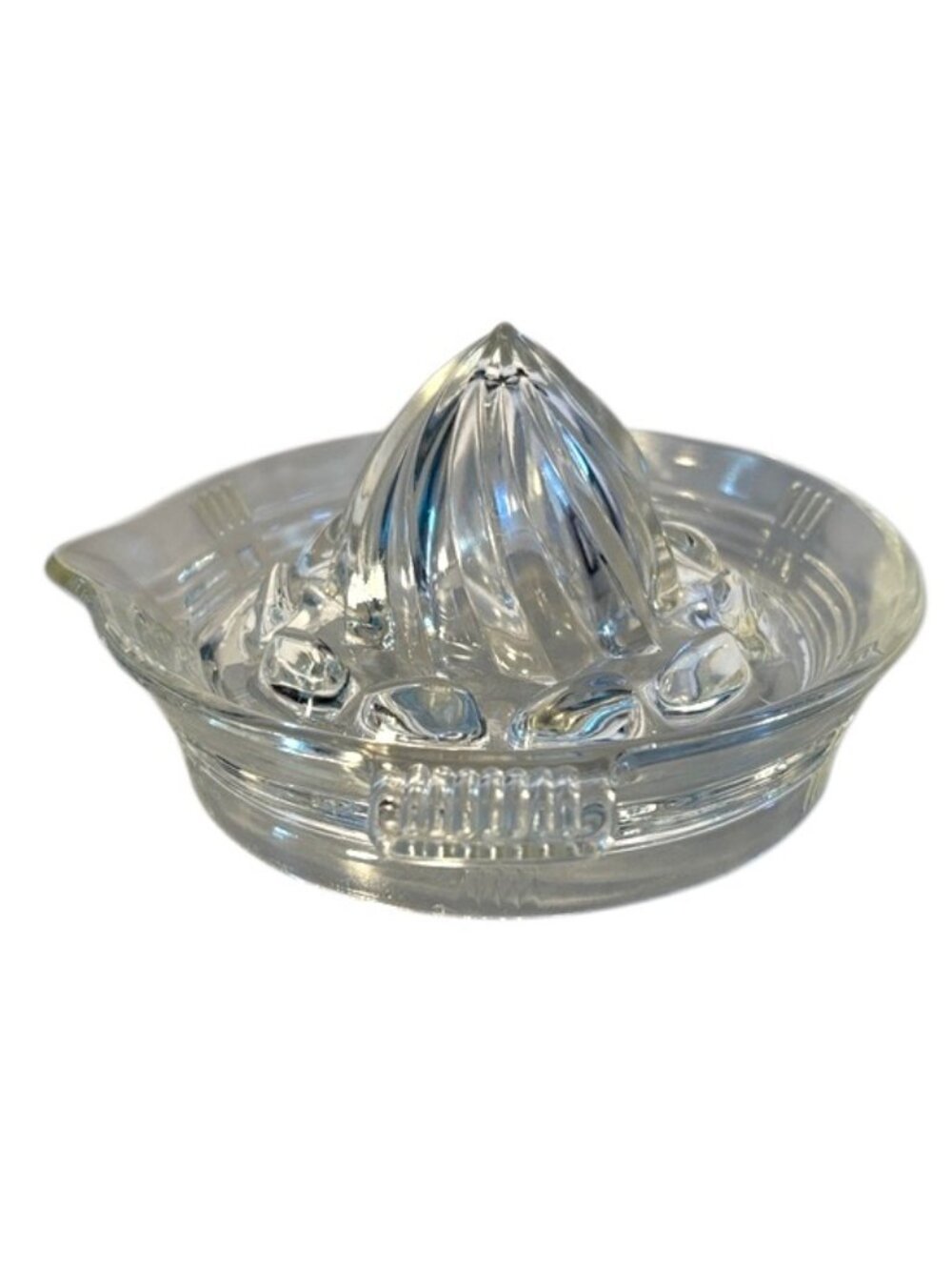 Vintage Hazel-Atlas Clear Glass Citrus Juicer Reamer Criss Cross